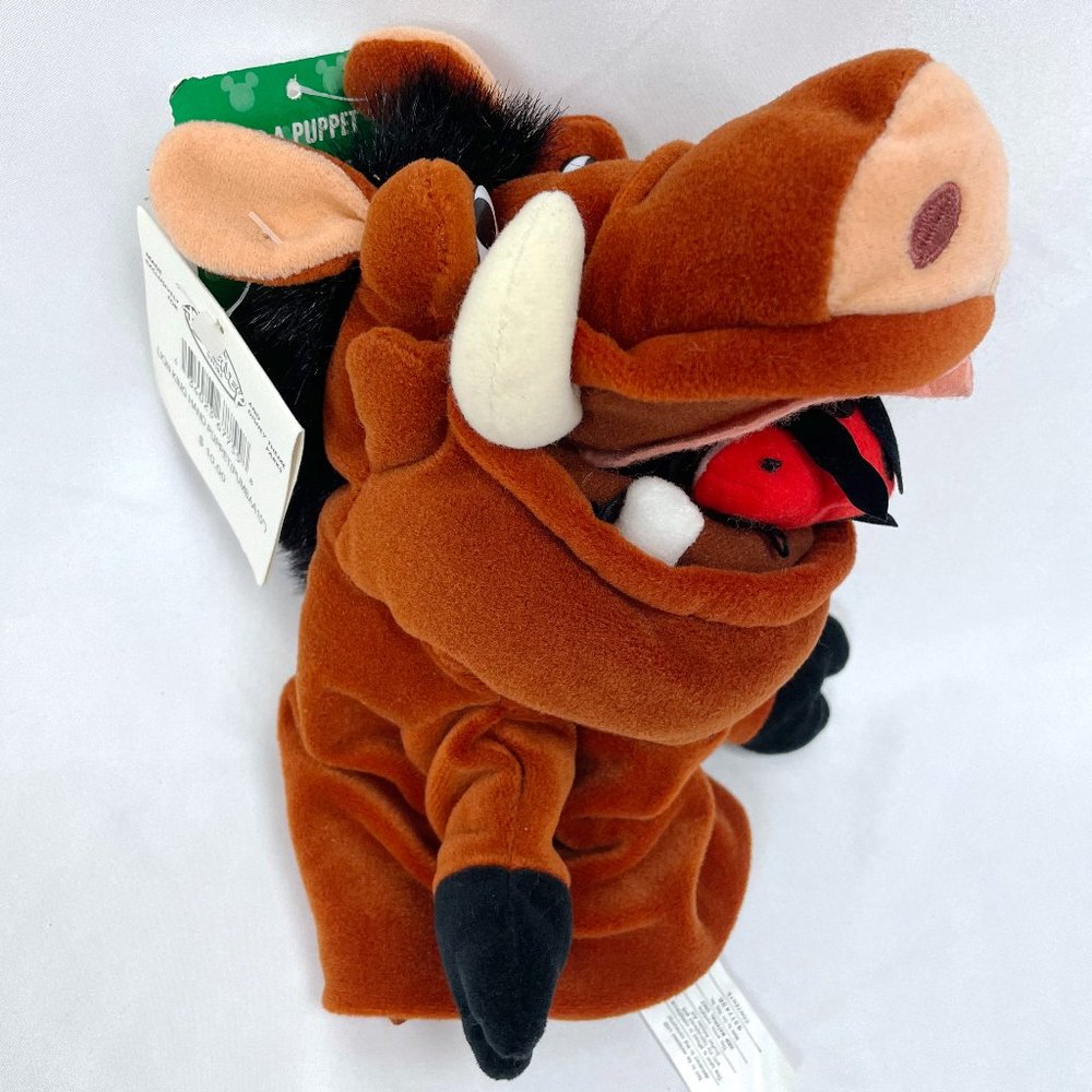 Disney Lion King Hand Puppet Pumbaa 10” Suffed Animal Plush Warthog Ladybug